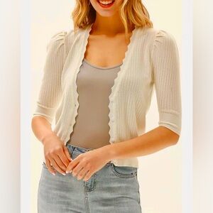 Grace Karin Cropped Cardigan Knit Shrug Button Down Lightweight Soft. NWT. Med.